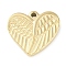 Ion Plating(IP) 304 Stainless Steel Pendants, Heart with Wing Charm, Real 18K Gold Plated, 16x18x4mm, Hole: 1.4mm