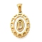 Golden 304 Stainless Steel Pendants, with Shell, Hollow Oval with Heart, Letter D, 23x16.5x2mm, Hole: 5.5x3mm