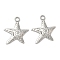 Marine Animal Style 304 Stainless Steel Pendants, Anti-Tarnish, Starfish, 23x20x2mm, Hole: 2.5mm
