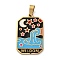 Ion Plating(IP) 304 Stainless Steel Enamel Pendants, Real 18K Gold Plated, Tarot Charm, Water, 32x19.5x2mm, Hole: 7.5x4mm