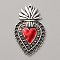 Alloy Enamel Pendants, Antique Silver, Sacred Heart Charm, Red, 39.5x23.5x2mm, Hole: 1.5mm and 1.7mm.