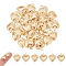 40Pc Brass Charms, Long-Lasting Plated, Heart, Real 24K Gold Plated, 9.5x8x0.7mm, Hole: 1mm