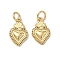 Brass Pendants, Long-Lasting Plated, Rack Plating, Lead Free & Cadmium Free, Heart Charms, Real 18K Gold Plated, 14x9.5x1.5mm, Hole: 3mm