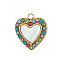 304 Stainless Steel Shell Pendants, Heart Charms, with Rhinestone, with Jump Rings, Ion Plating(IP), Real 14K Gold Plated, 13x13mm