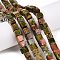 Natural Unakite Beads Strands, Cube, 8~8.5x8~8.5x8~8.5mm, Hole: 1.2mm, about 47~49pcs/strand, 15.35~15.79''(39~40.1cm)