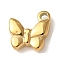 304 Stainless Steel Charms, Ion Plating(IP), Butterfly Charm, Real 14K Gold Plated, 9x8.5x2.5mm, Hole: 1.3mm