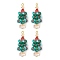 Electroplate Glass Pendants, Christmas Tree with Star, with Brass Bead & Iron Loop, Faceted, Green, 38.5x17mm, Hole: 2.3mm