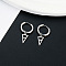 304 Stainless Steel Hoop Earrings, Stainless Steel Color, Triangle, 30mm