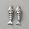 Brass Pendants, Fish, Platinum, 39.5x10x7.5mm, Hole: 2.5x4mm