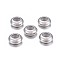 202 Stainless Steel Beads, with Rubber Inside, Slider Beads, Rondelle, Stainless Steel Color, 8x3.5mm, Hole: 4mm, Rubber Hole: 2.5mm