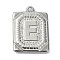 Anti-Tarnish 304 Stainless Steel Pendants, Rectangle with Letter Charm, Letter E, 24.5x18x3mm, Hole: 1.8mm