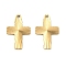304 Stainless Steel Pendants, with Ray, Ion Plating(IP), Real 18K Gold Plated, Cross, 17x11.5x1.5mm, Hole: 1.2mm