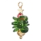 Copper Wired Glass Pendants, For Christmas, Christmas Tree, Golden, Green, 35x18x16mm, Hole: 4.2mm