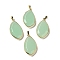 Glass Pendants, with Golden Rack Plating Brass Findings, Oval Charms, Light Green, 36~36.5x19.5~20x6~6.5mm, Hole: 6.5x3.5mm