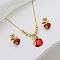Alloy Enamel Pendant Necklaces & Stud Earrings Sets, Golden, Apple, 12x11mm & 500mm