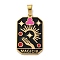 Ion Plating(IP) 304 Stainless Steel Enamel Pendants, Real 18K Gold Plated, Tarot Charm, Star, 32x19.5x2mm, Hole: 7.5x4mm