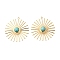 Synthetic Turquoise Pendants, Sun Charms with Brass Settings, Real 18K Gold Plated, 32x30x4mm, Hole: 1.2mm