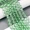 Frosted Transparent Glass Bead Strands, with Gold Powder, Round, Light Green, 8mm, Hole: 1mm, about 102pcs/strand, 30.71''(78cm)