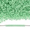 TOHO 11/0 Demi Round Beads, Japanese Seed Beads, (975) Inside Color Crystal/Neon Sea Foam Lined, 2.2x0.9mm, about 78000pcs/pound(450g)