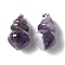 Natural Amethyst Pendants, with Brass Finding, Cone, 44.5~47.5x23.5~24mm, Hole: 6x4.5mm