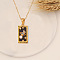 Stainless Steel Enamel Tarot Pendant Necklaces, Golden, Black, 17.72 inch(45cm)