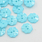 Acrylic Buttons, 2-Hole, Dyed, Flower, Cyan, 18x3.5mm, Hole: 2mm