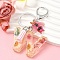 Resin & Acrylic & Faux Suede Tassel Keychain, with Alloy Clasp and Iron Rings, Letter W, 10cm