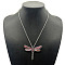Vintage Alloy & Resin Dragonfly Pendant Necklaces, Platinum, Flamingo