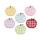 4-Hole Plastic Buttons, Apple with Plaid, Mixed Color, 23x25x3mm, Hole: 1.8mm