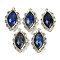 Dyed Natural Lapis Lazuli Faceted Horse Eye Links, Rack Plating Brass Micro Pave Green Cubic Zirconia Connector Charms, Golden, 24.5x14.5x4.5mm, Hole: 1.2mm
