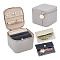 Portable Imitation Leather Jewelry Storage Zipper Boxs with 4 Insert Bags, for Travel, Square, Light Grey, 10.9x10.5x8.1cm
