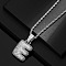 Brass Micro Pave Clear Cubic Zirconia Chunky Initial Pendant Necklaces, Platinum, Letter E, 19.69 inch(50cm)