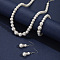 Plastic Imitation Pearl Round Beads Bracelets & Dangle Earrings & Necklaces Sets for Women, Alloy Jewelry Sets, Creamy White, Necklaces: 430mm