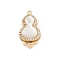 Gourd Brass Micro Pave Clear Cubic Zirconia Box Clasps, with Natural Shell, 1-Strand, 2-Hole, Real 14K Gold Plated, 19x10.5x5mm, Hole: 1mm