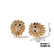 Shiny Lion Head Stud Earrings Fashionable Rhinestone Ear Jewelry, Golden, 16x13mm