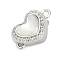Brass Micro Pave Clear Cubic Zirconia Box Clasps, with Shell, Heart, Platinum, 9.5x15.5x7.5mm, Hole: 1.4mm and 1.2mm