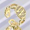 Brass Micro Pave Clear Cubic Zirconia Open Cuff Rings for Women, Letter, Rack Plating, Long-Lasting Plated, Cadmium Free & Lead Free, Real 18K Gold Plated, Letter W, 11.5mm