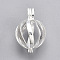 Rack Plating Brass Cage Pendants, Nickel Free, For Chime Ball Pendant Necklaces Making, Hollow Round, Silver Color Plated, 34x22.5x22.5mm, Hole: 3x6mm, inner measure: 19mm