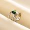 Teardrop Synthetic Malachite Finger Rings, 304 Stainless Steel Cuff Ring for Unisex, Inner Diameter: 17mm