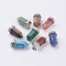 Natural/Synthetic Mixed Stone Pointed Pendants, with Brass Finding, Bullet, Platinum, 39x18mm, Hole: 4.5x5.5mm