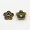 Tibetan Style Alloy Bead Caps, Flower, 5-Petal, Antique Bronze, Lead Free & Cadmium Free, 10x3mm, Hole: 2mm