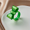 Bowknot Resin Cuff Rings for Women, with Glitter Powder, Lime Green, Inner Diameter: 18mm