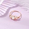 Round Natural Sea Shell Finger Rings, Copper Wire Wrapped Rings, Golden, 7mm, Inner Diameter: 18mm