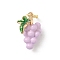 Brass Enamel Pendants, Fruit Charms, Rack Plating, Long-Lasting Plated, with Jump Ring, Golden, Grape, 18.5x12x9mm