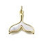 Brass Pendants, with Shell, Whale Tail Shape, Real 16K Gold Plated, 17x17.5x2mm, Hole: 3.5mm