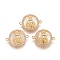 Brass Micro Pave Cubic Zirconia Links connectors, with Shell, Flat Round with Virgin Mary, Clear, Golden, 16x21x3mm, Hole: 1.4mm