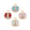 Rack Plating Alloy & Rhinestone & Enamel Pendants, Ladybug Charms, Cadmium Free & Nickel Free & Lead Free, Golden, Mixed Color, 18x18x4.5mm, Hole: 1.5mm