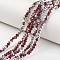 Electroplate Transparent Glass Beads Strands, Half Silver Plated, Faceted, Rondelle, Dark Red, 6x5mm, Hole: 1mm, about 80~85pcs/strand, 38~40cm