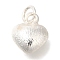Brass Pendants, Heart Charms, Cadmium Free & Nickel Free & Lead Free, 925 Sterling Silver Plated, 12x10x5.5mm, Hole: 3.5mm