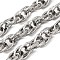 304 Stainless Steel Textured Oval Link Chains, with Spool, Unwelded, Stainless Steel Color, 14.5x10.5x2.5mm